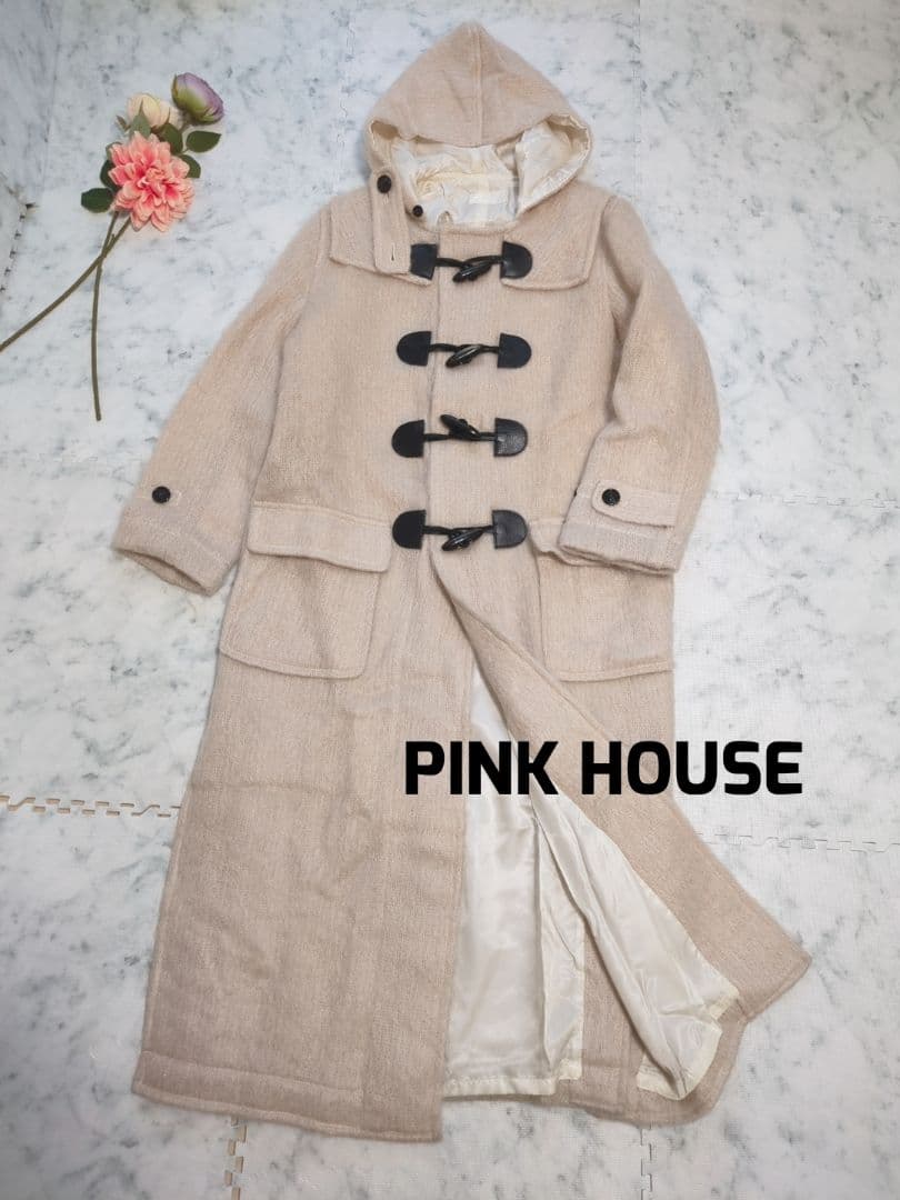 PINK HOUSE　ピンクハウス　モヘヤ混　ロングダッフルコート