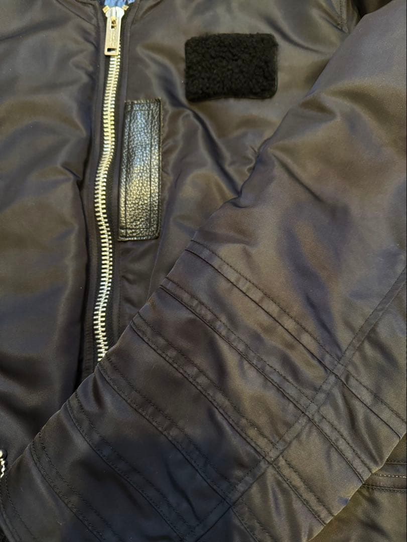 【名作】アンダーカバー 13AW 骨レザーパッチ MA-1 ブラック サイズ3