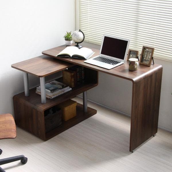 《新品・送料無料》パソコンデスク L字型 コーナー 回転 幅120cm