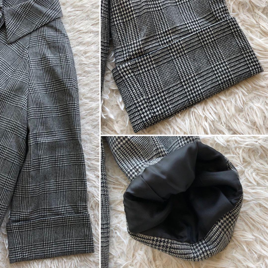 【現行 極美品】ロイスクレヨン　ロングコート　黒白　グレンチェック　総柄　比翼