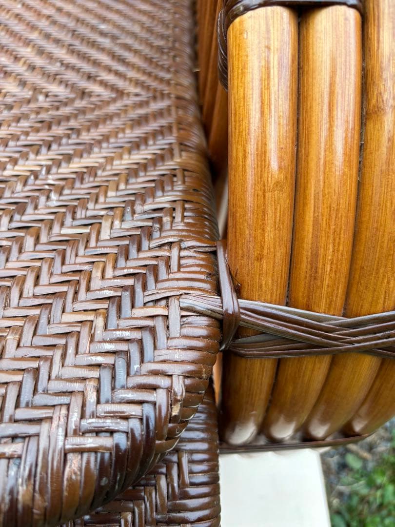 KAZAMA カザマ　ラタン　籐製　3段階調整可能リクライニングチェア