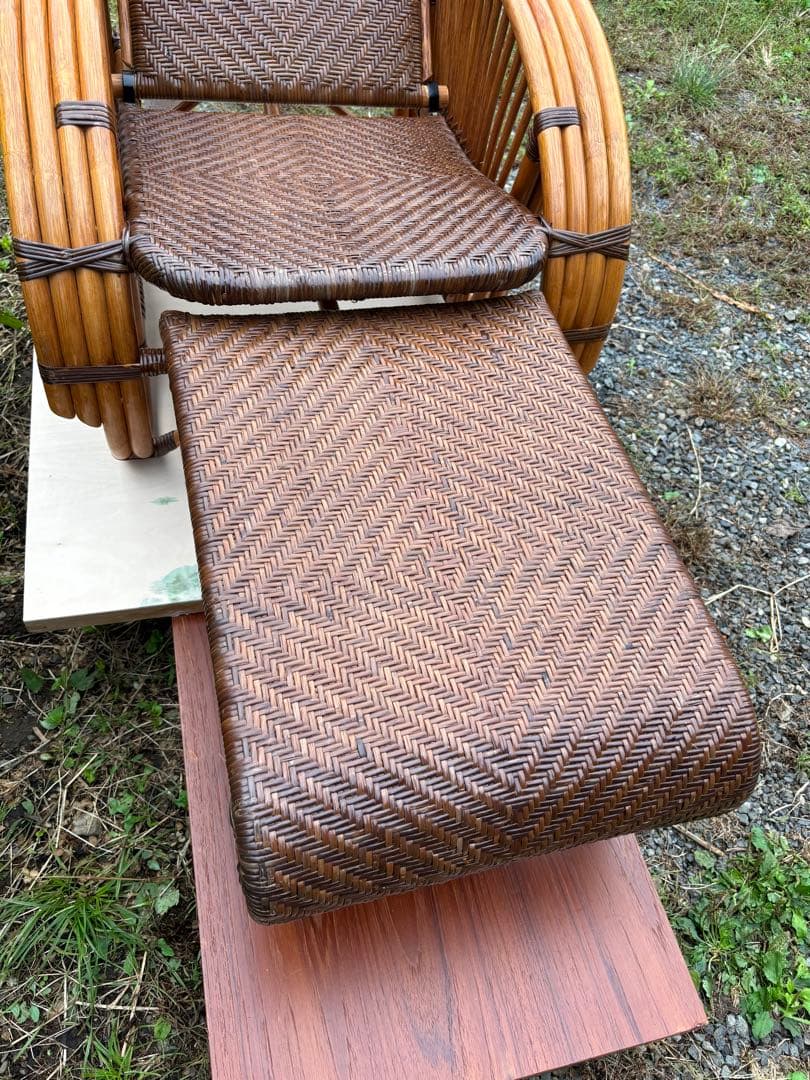 KAZAMA カザマ　ラタン　籐製　3段階調整可能リクライニングチェア