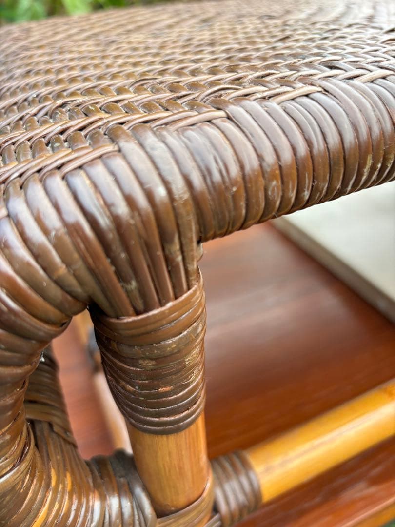 KAZAMA カザマ　ラタン　籐製　3段階調整可能リクライニングチェア