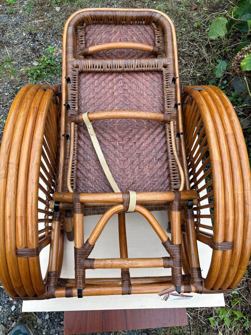 KAZAMA カザマ　ラタン　籐製　3段階調整可能リクライニングチェア