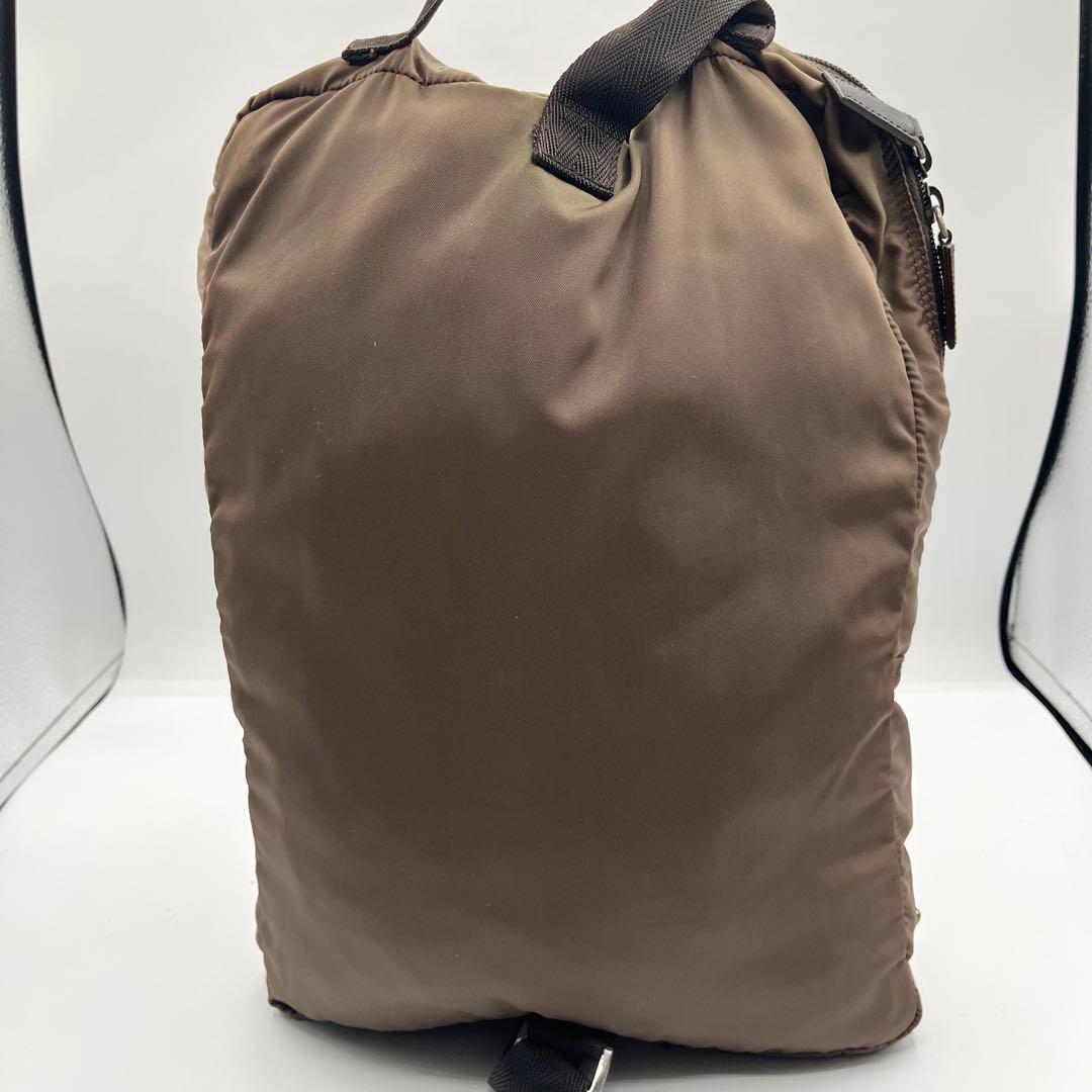PRADA 2way ショルダーバッグ 三角ロゴプレート ブラウン ハンド