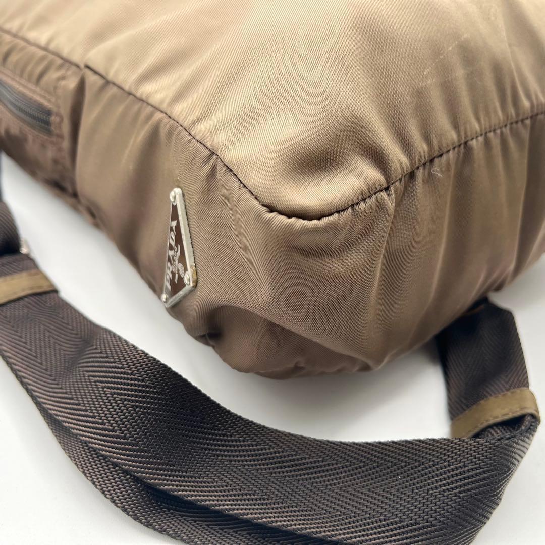 PRADA 2way ショルダーバッグ 三角ロゴプレート ブラウン ハンド