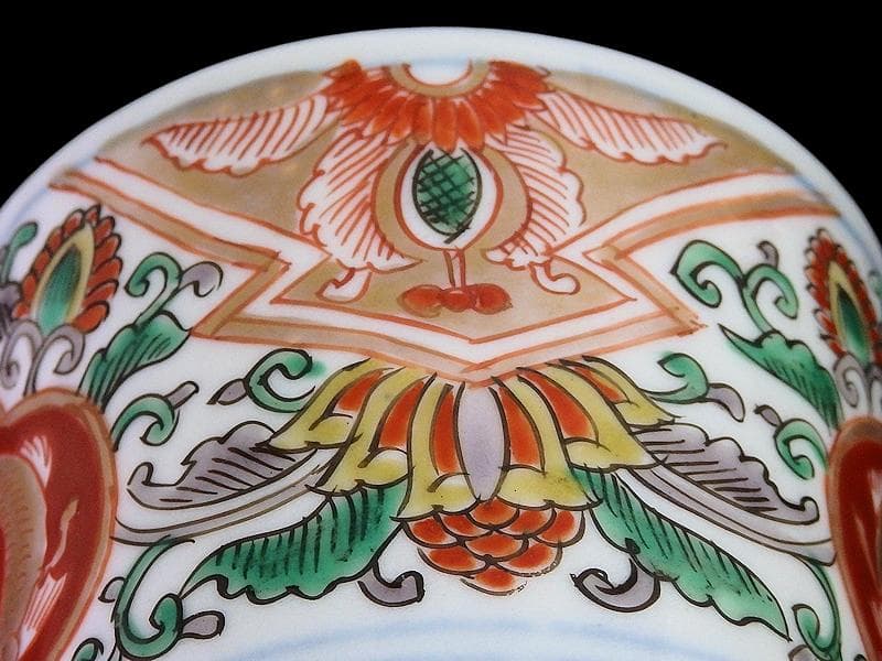 古伊万里　金襴手　双魚に花唐草の図　蕎麦猪口　E221AS-fbvn