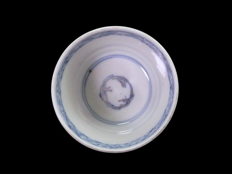 古伊万里　金襴手　双魚に花唐草の図　蕎麦猪口　E221AS-fbvn