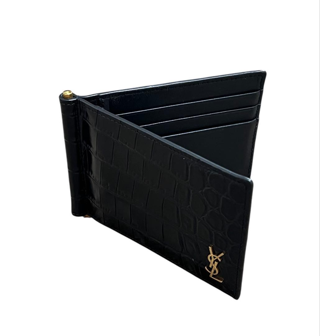 【小石】SAINT LAURENT クロコダイルレザー マネークリップ
