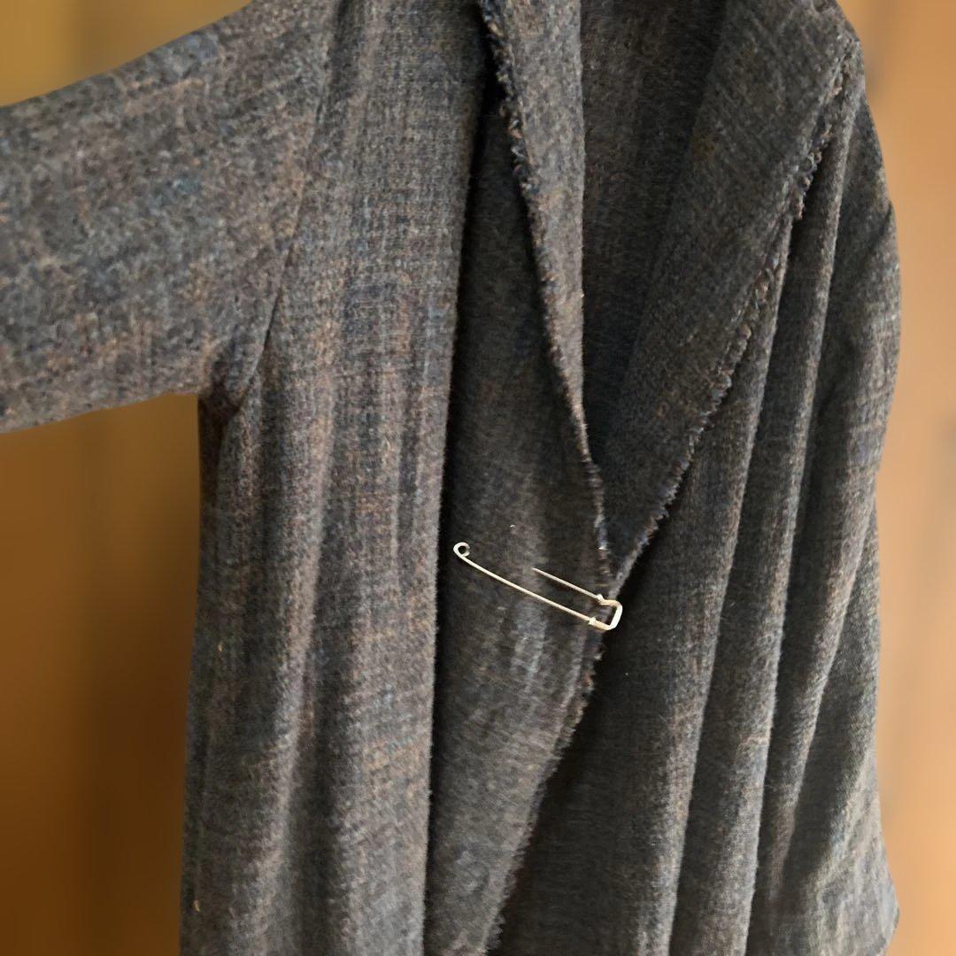 45R　ミックスツィードウール　ロングコート　ピン付き