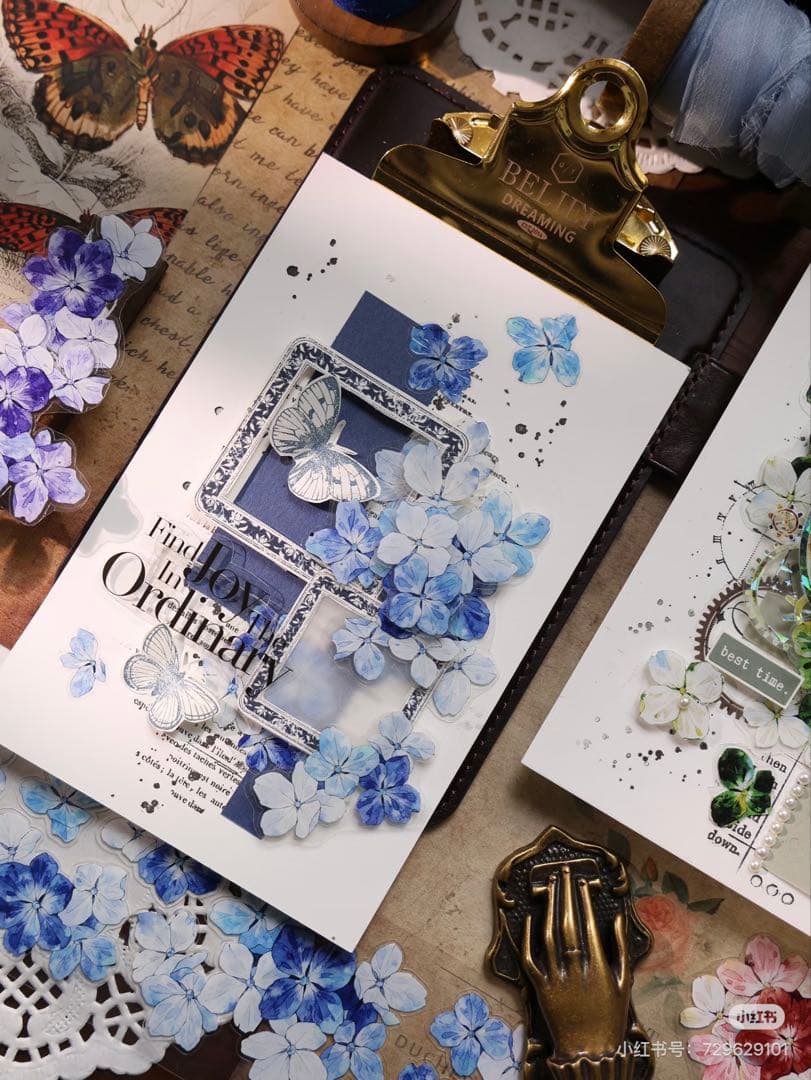 【9486】海外　6m巻　貝殻光カッティングマスキングテープ　お花装飾系