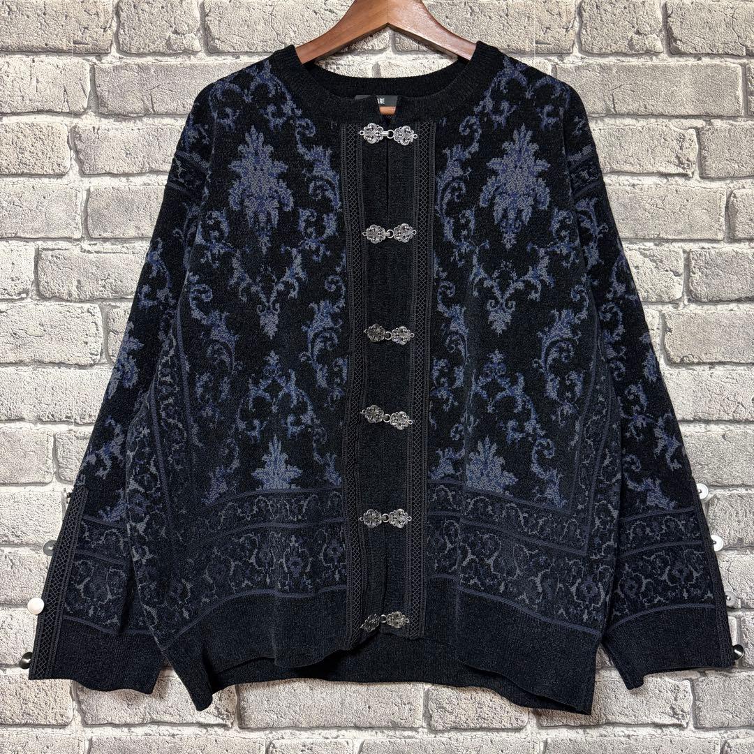 【美品】HARE　メタルボタンダマスクニットカーディガン　ブラック　セーター