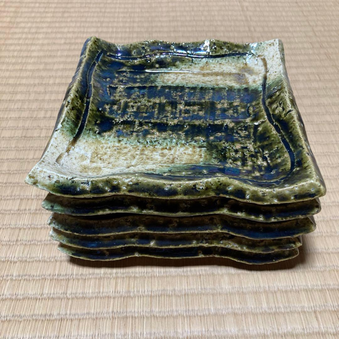 織部四方皿　5枚