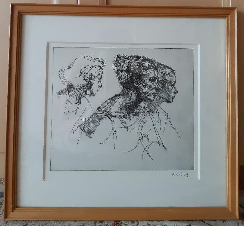 小磯良平 銅版画 限定複製 女のプロフィール