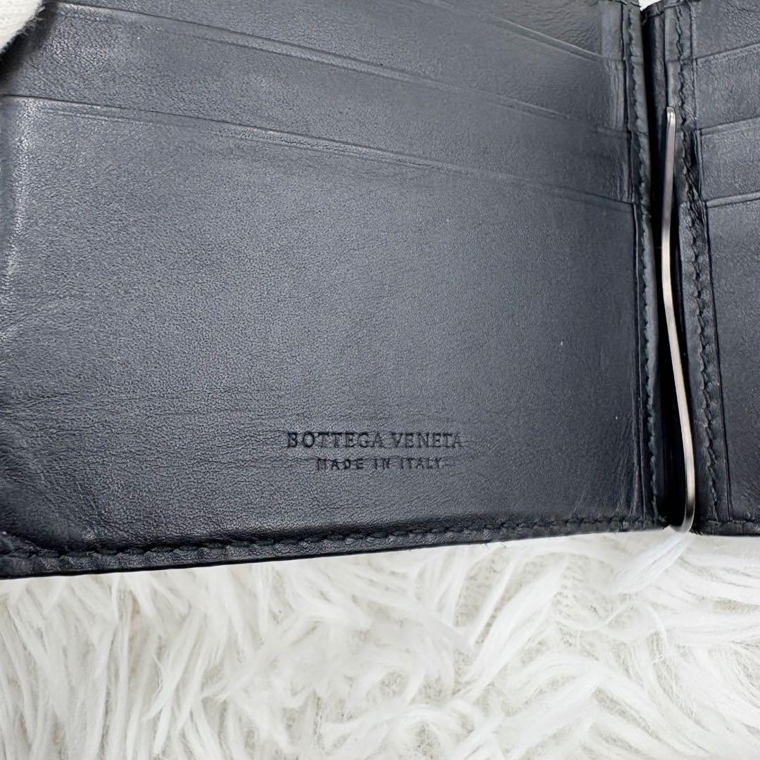 ボッテガヴェネタ マネークリップ レザー ブラック イントレチャート 折り財布