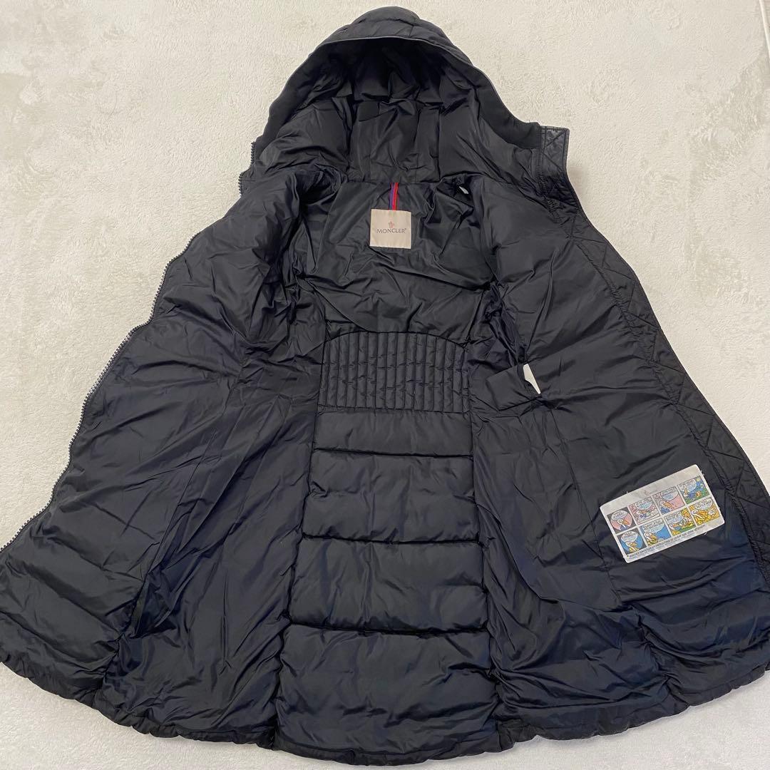 【美品】モンクレール タレブ ダウンコート ブラック ロゴワッペン ロング S