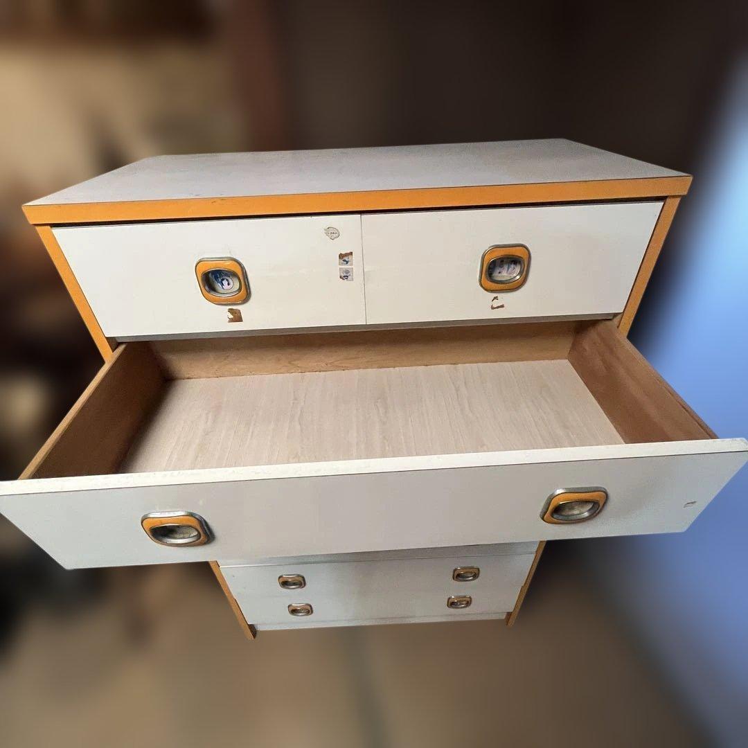 昭和レトロ 7段チェスト ポップカラー オレンジ 引き出し収納 ヴィンテージ