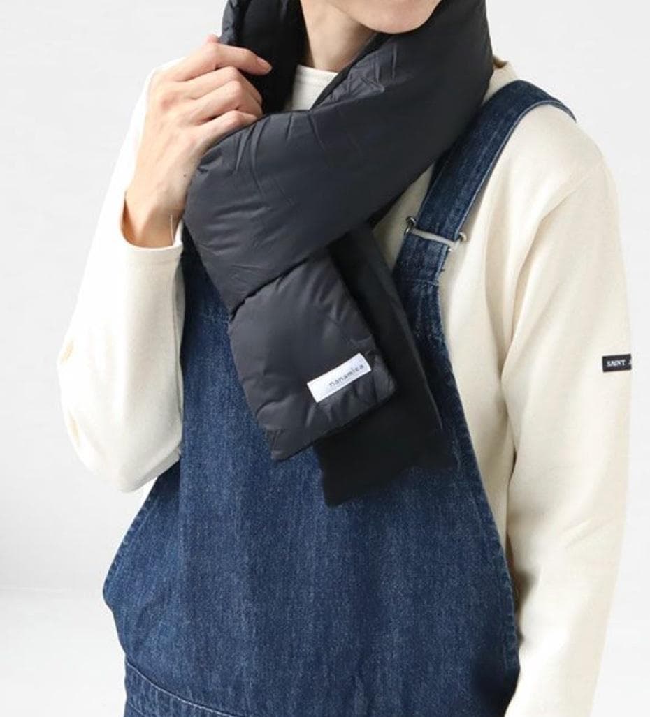 未使用 ナナミカ ダウンマフラー 光電子 ブラック SUKF250 男女兼用