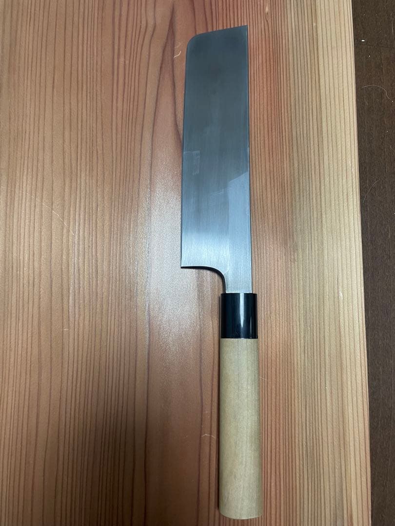 重房作　薄刃 和包丁 7寸 約210㎜ 鍛地 墨流 鞘付き