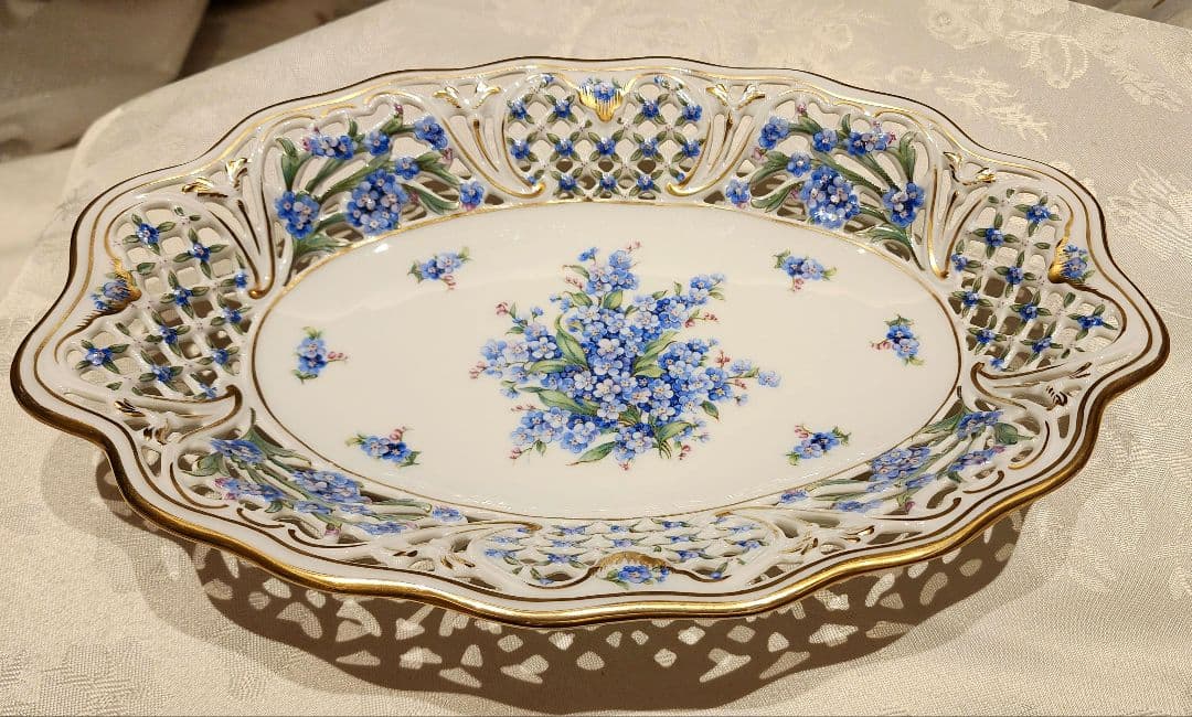 超希少 特大 31.3cm シューマン ババリア 勿忘草 ピアス プレート