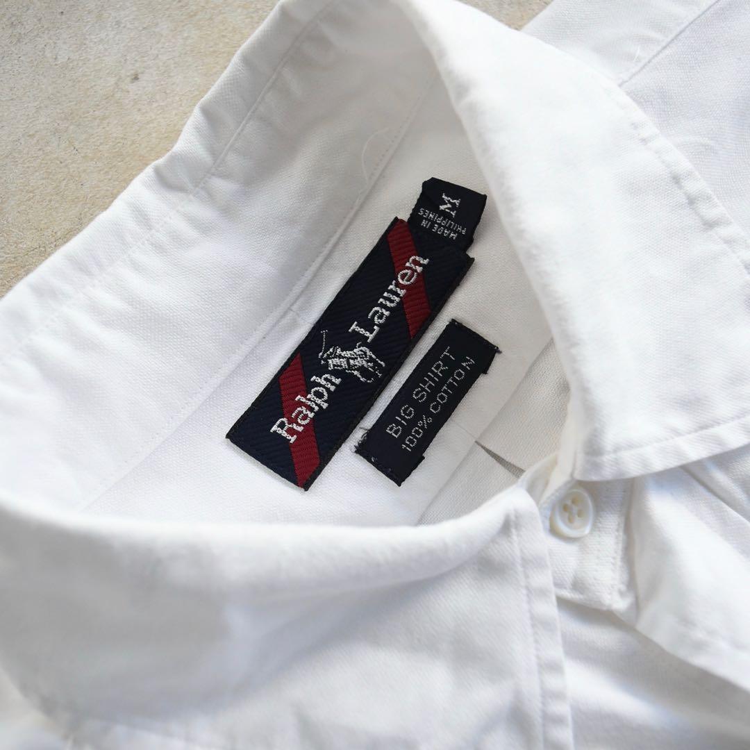 90s ラルフローレン BIGSHIRT ビックシャツ 長袖シャツ M ホワイト