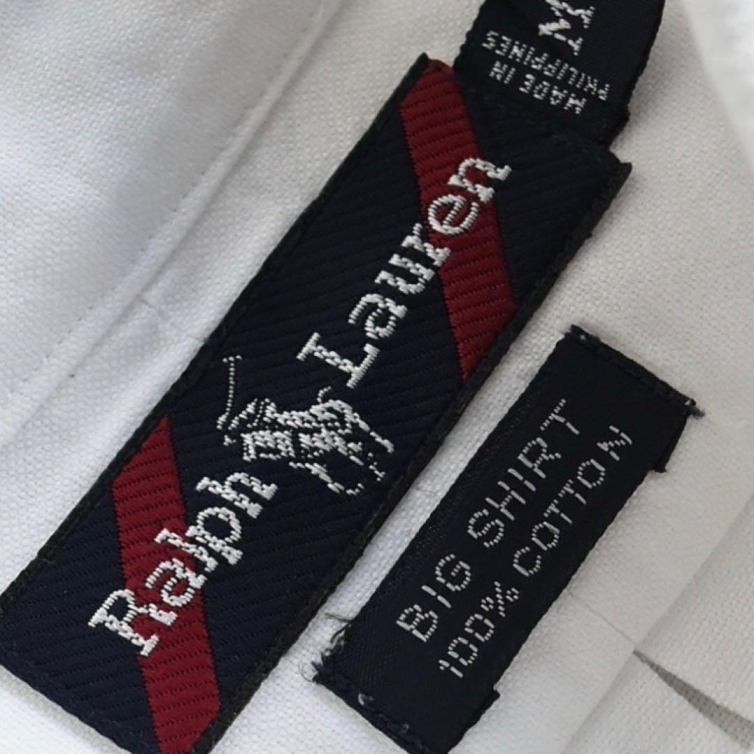 90s ラルフローレン BIGSHIRT ビックシャツ 長袖シャツ M ホワイト