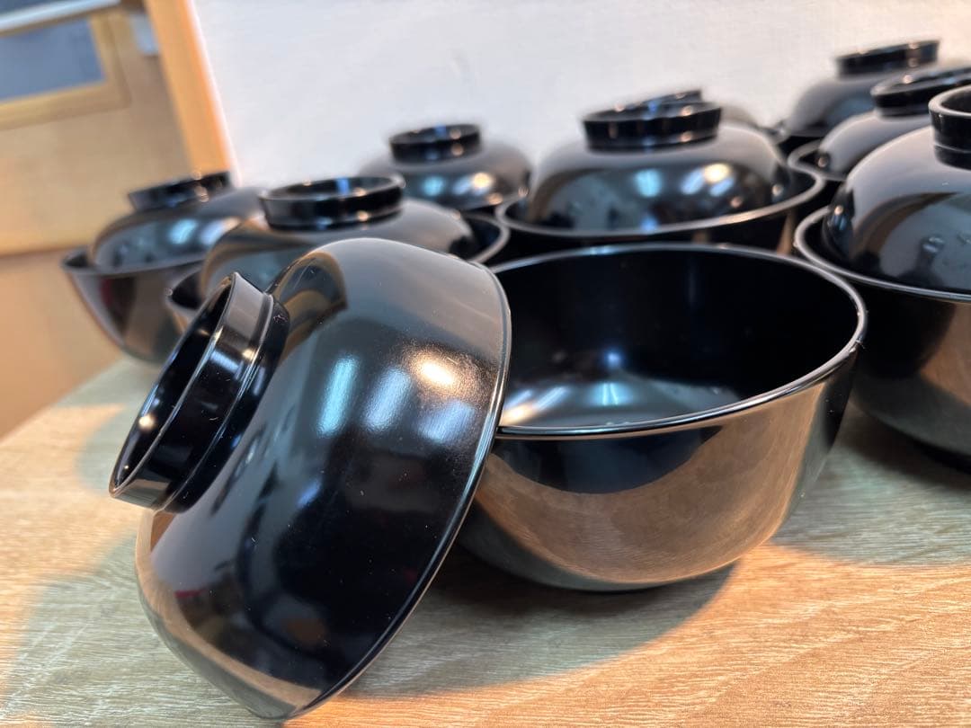 小丸椀　煮物椀 黒 9個セット(D-534 15)