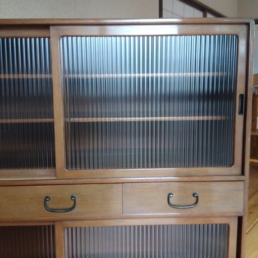 食器棚 レトロガラス戸棚 古家具 収納棚