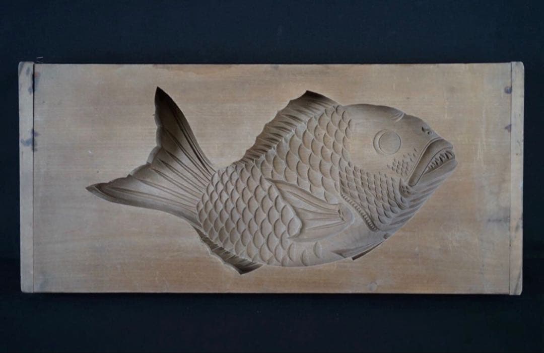 菓子型 特大型の鯛 タイ 細密44.3×20.2cm 和菓子 古道具アンティーク
