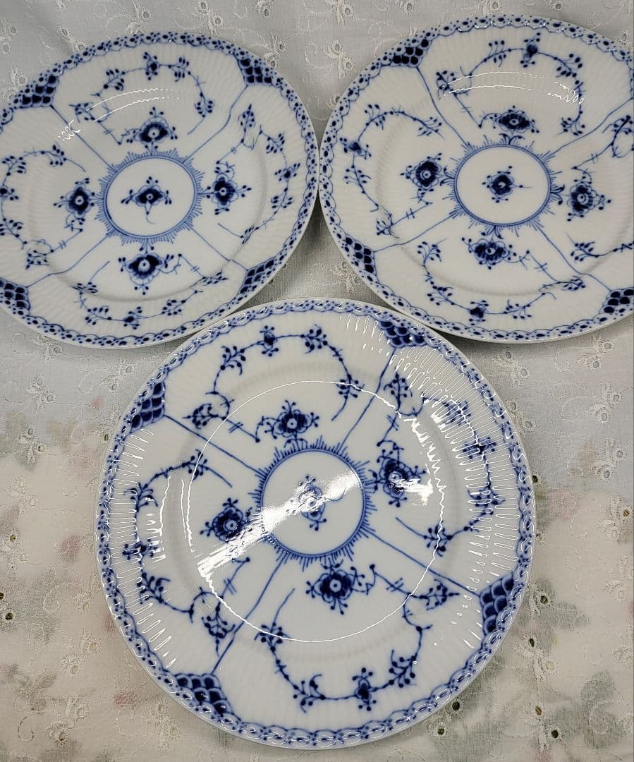 3枚✨ロイヤルコペンハーゲン ブルーフルテッド ハーフレース 19 皿、プレート