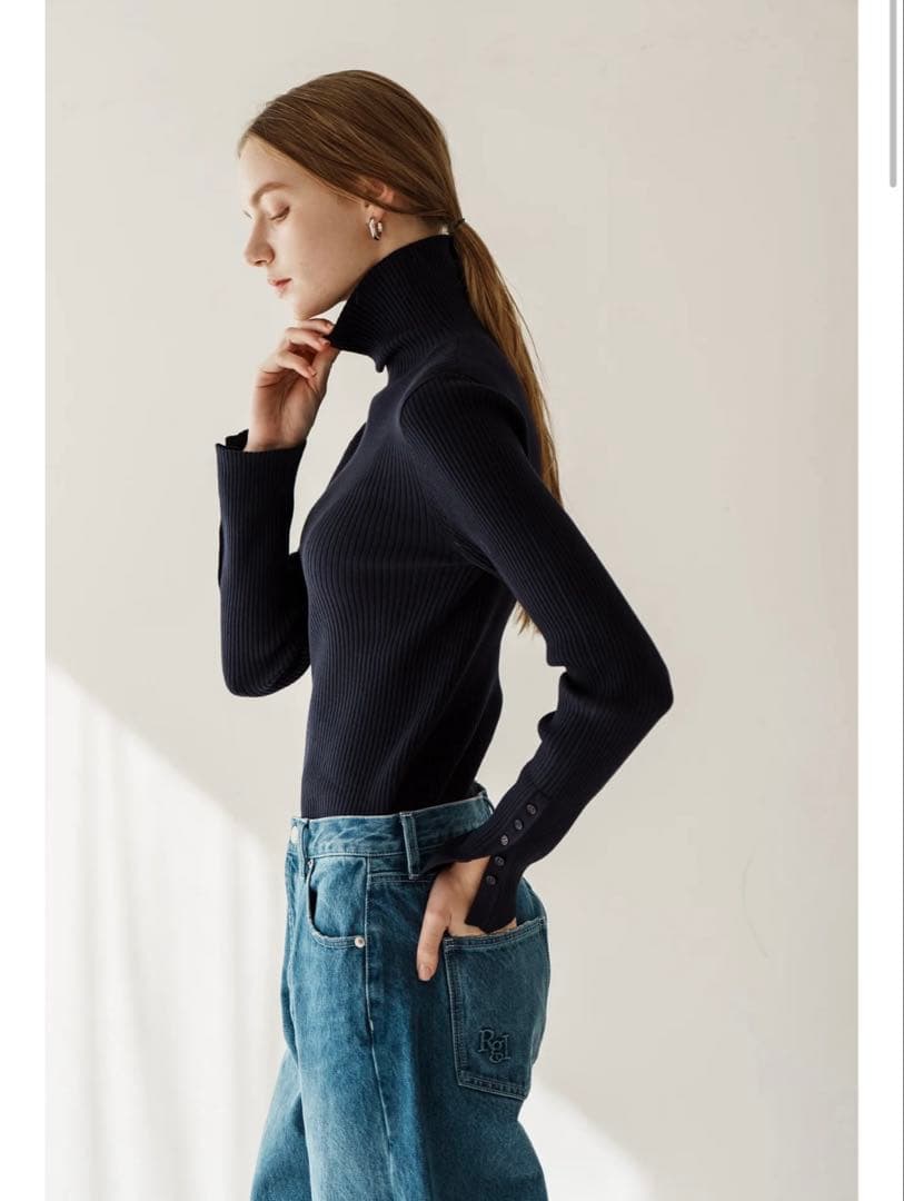 【新品・未使用】リグリーム　regleam リブタートルネック Mサイズ