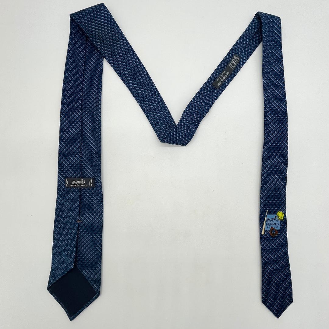 HERMES エルメス ネクタイ シルク ブルー系 高級ブランド
