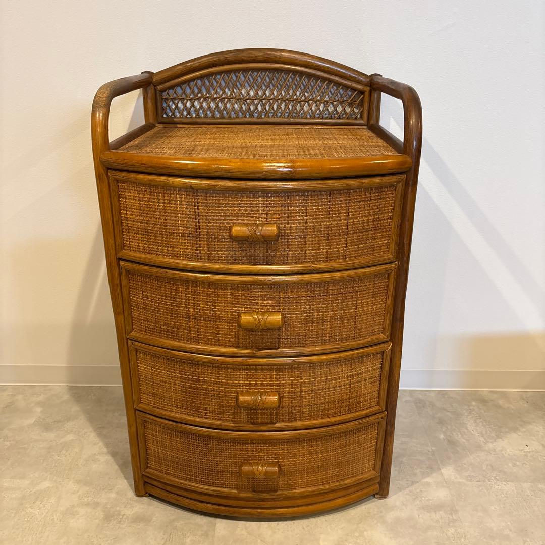 ラタン　4段　チェスト　引き出し収納