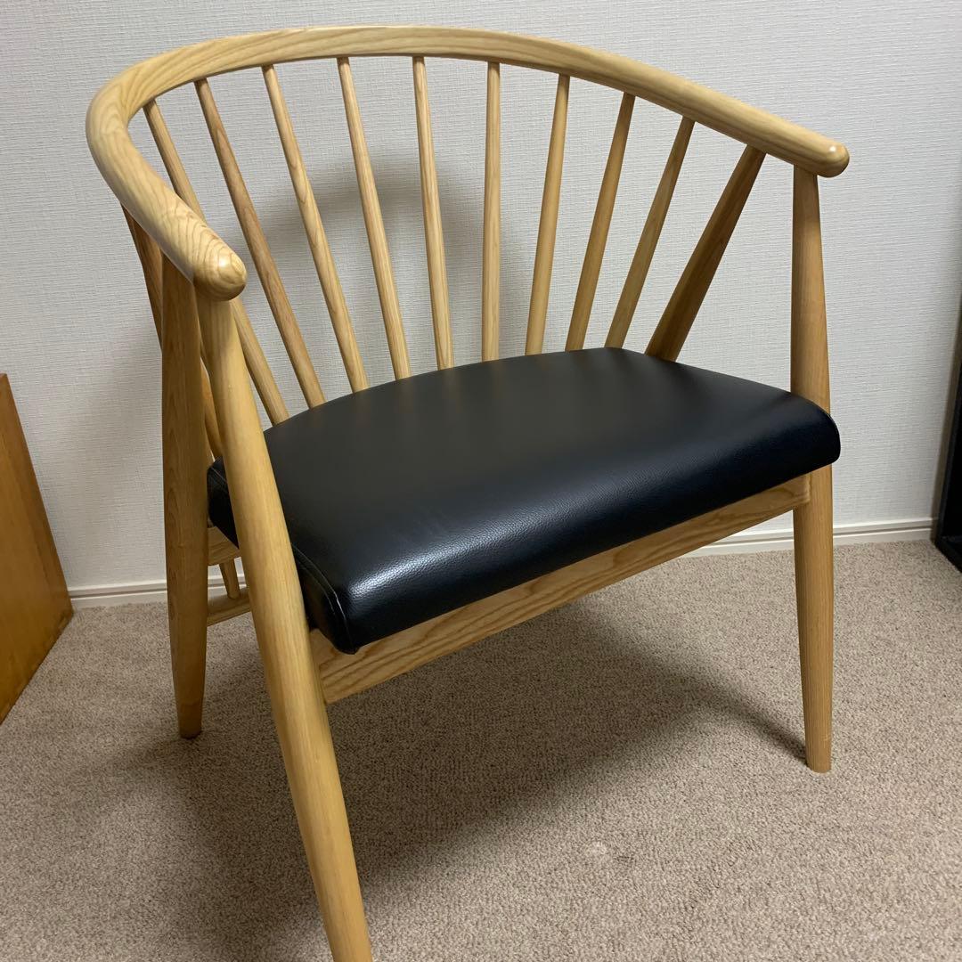 ナチュラル木製ダイニングチェア 黒色座面