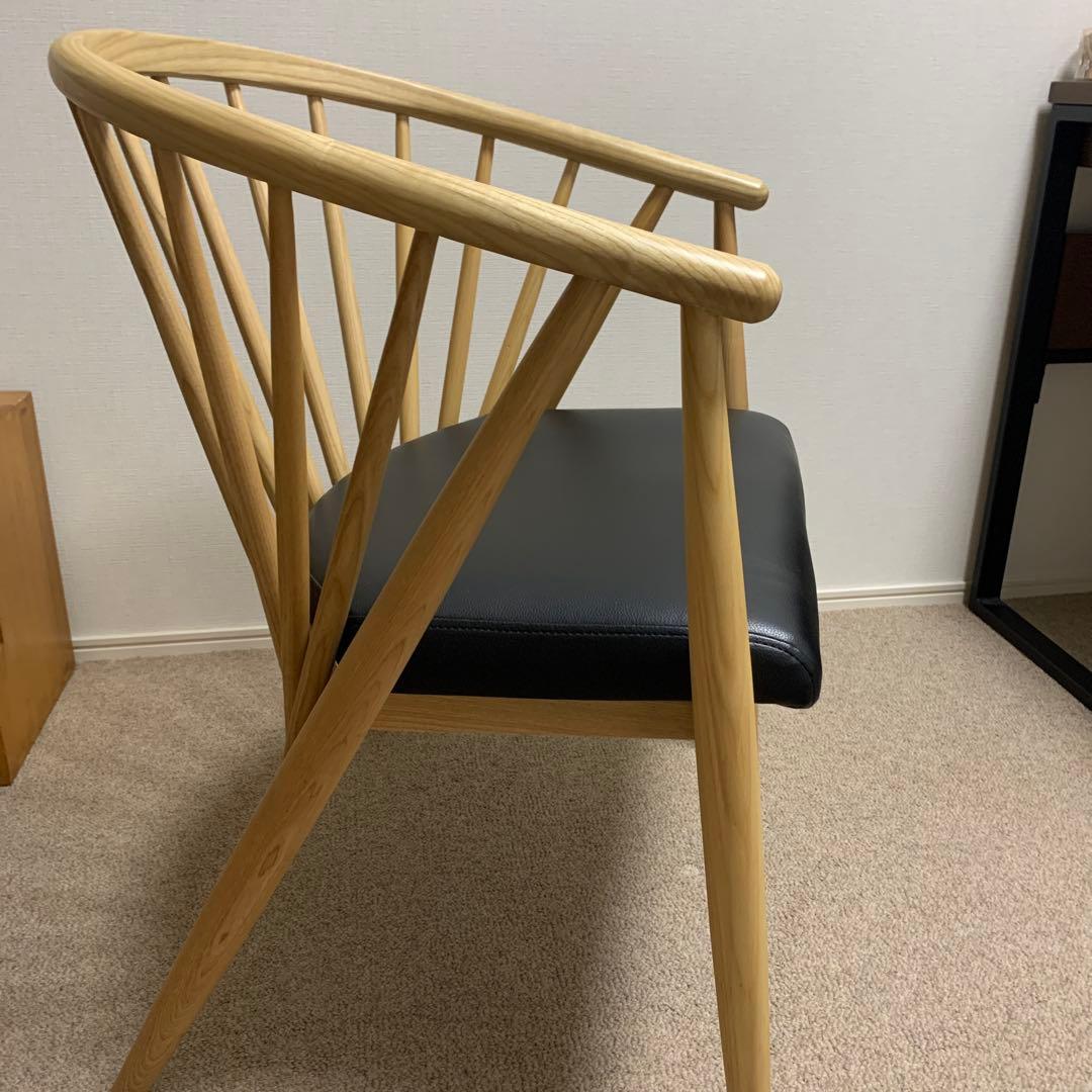 ナチュラル木製ダイニングチェア 黒色座面