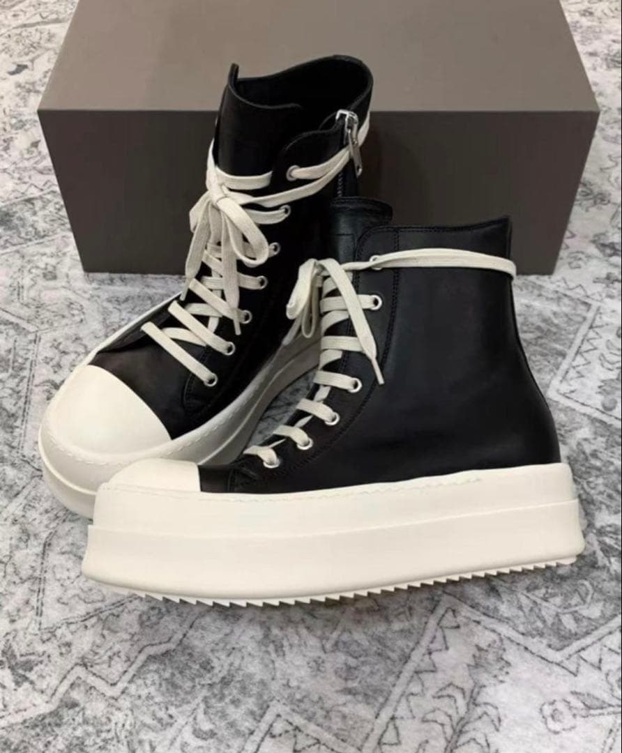 n*·様 rick owens ハイカットスニーカー ブラック 厚底7cm /3
