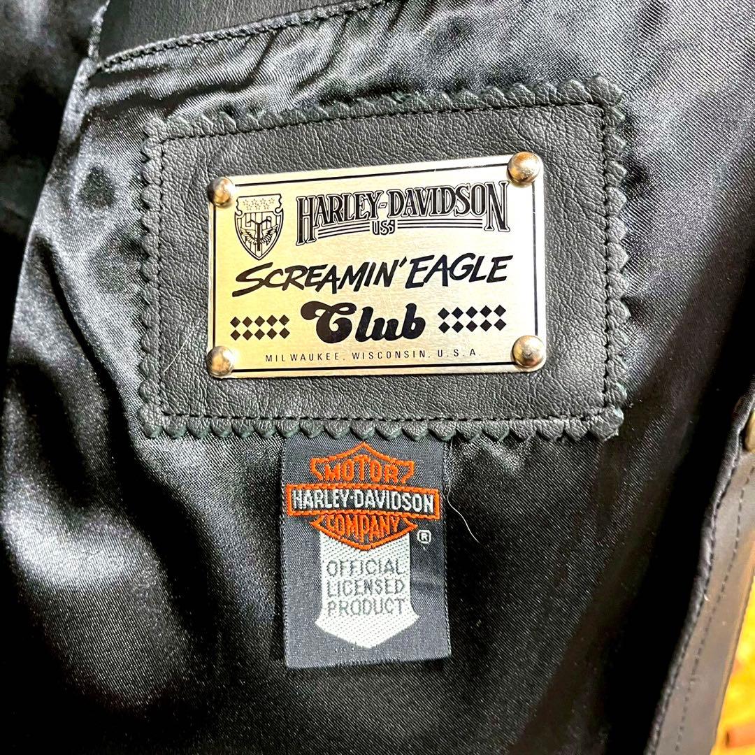 やは ハーレーダビッドソン デカロゴ 牛革 ゆるだぼ レザージャケット