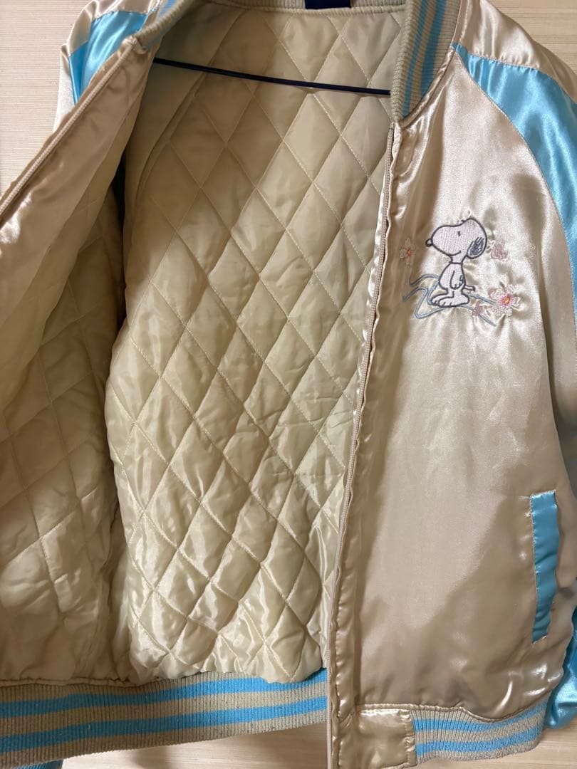 ピーナツ　スヌーピー　スカジャン　水色