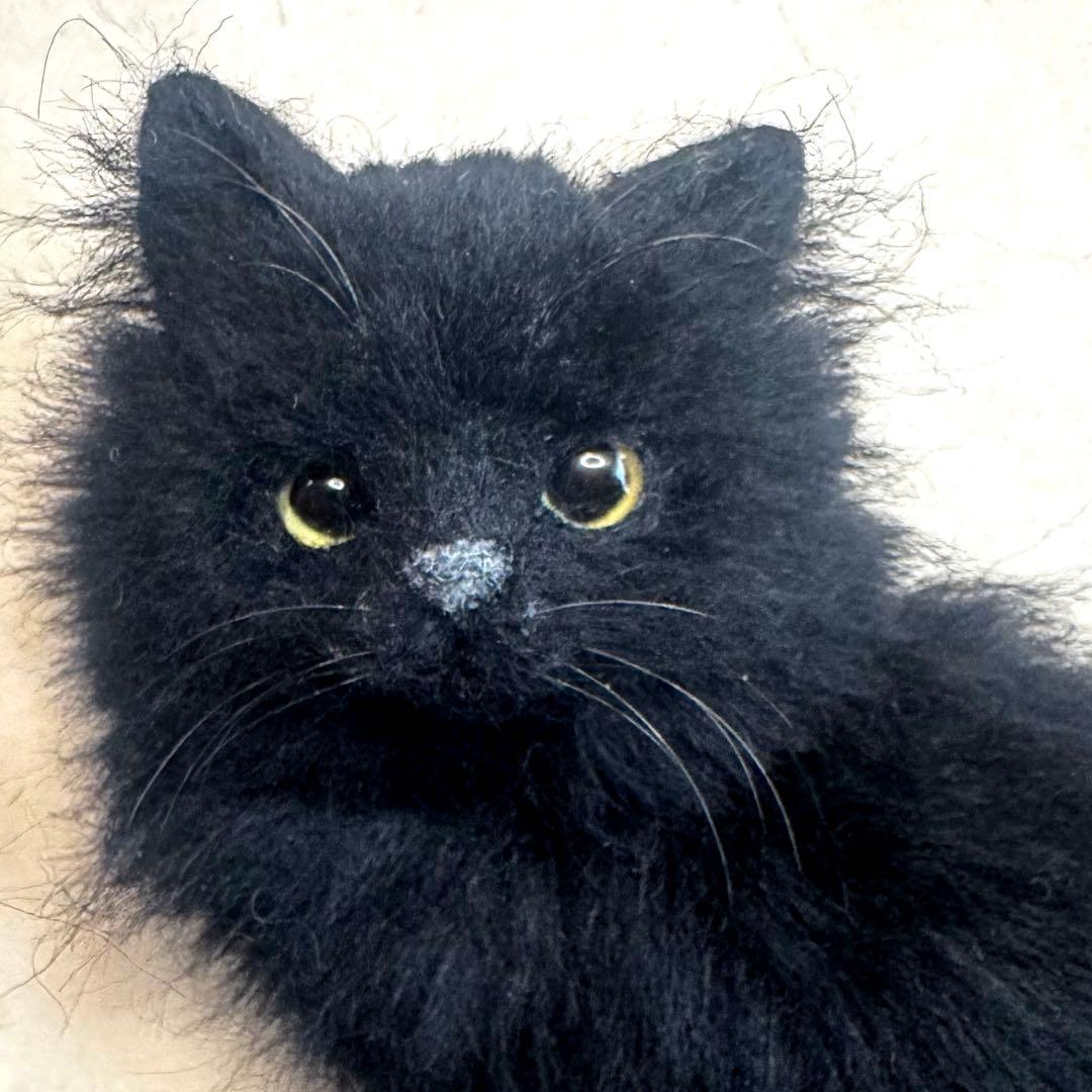羊毛フェルト猫 黒猫ブローチ