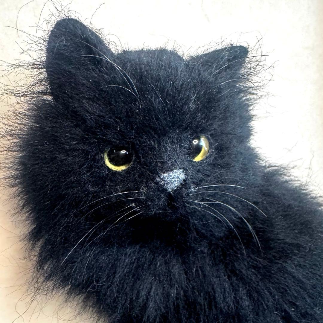 羊毛フェルト猫 黒猫ブローチ
