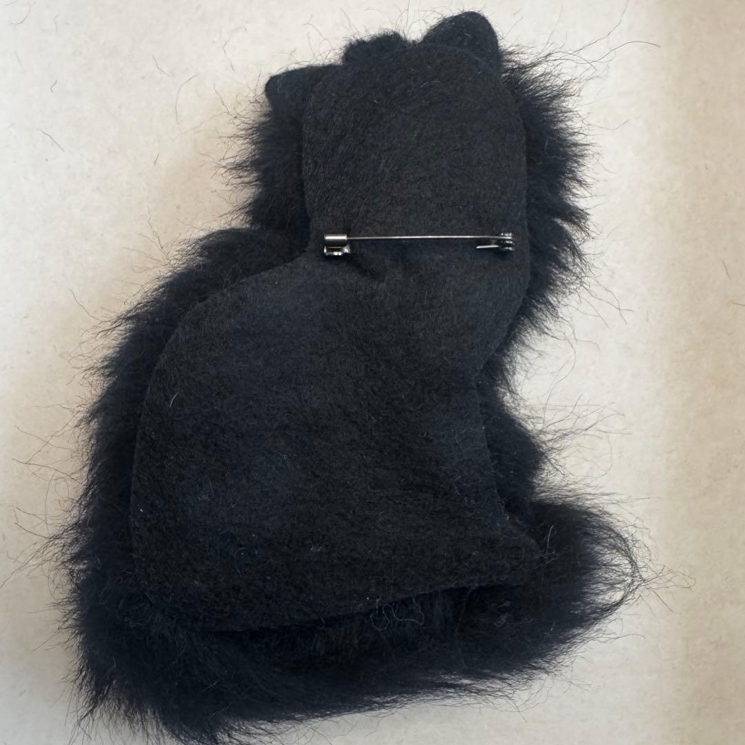 羊毛フェルト猫 黒猫ブローチ