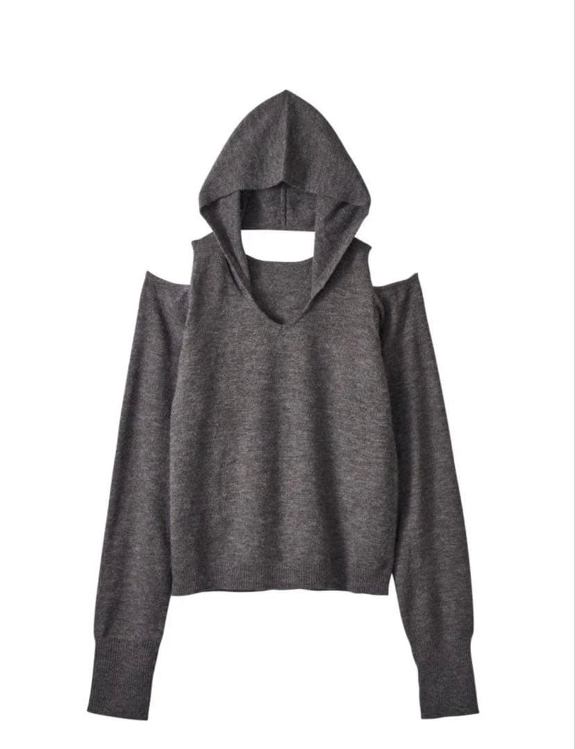 トップス Knuth marf slim hooded knit/gray