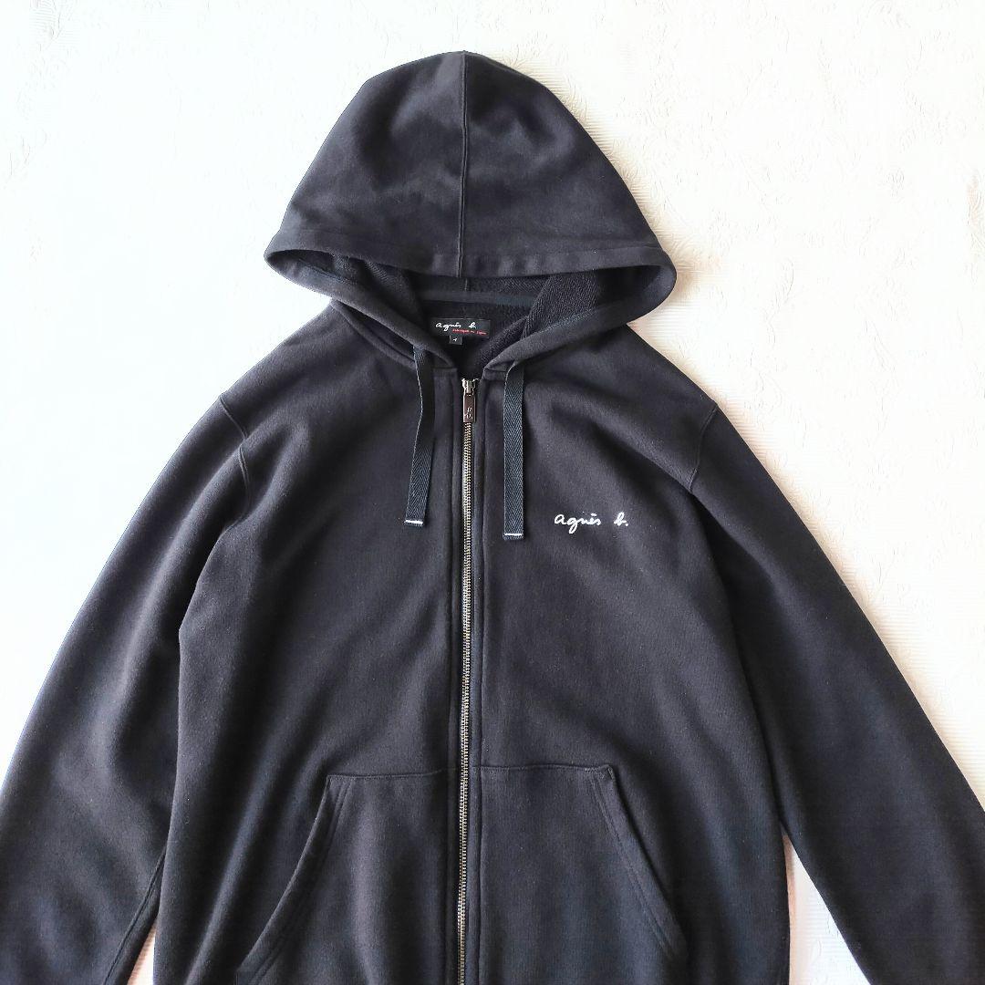 美品　アニエスベー　ジップアップ　パーカー　ブラック　黒　ロゴ