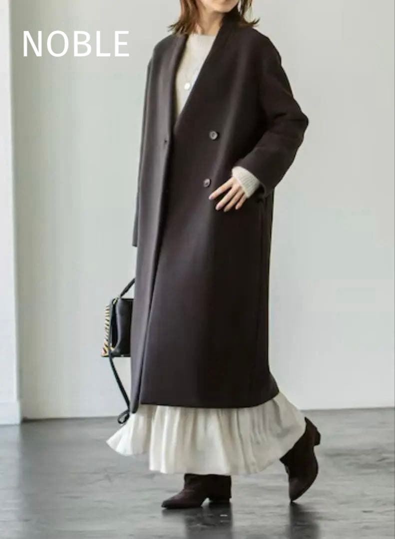 11/9まで値下げ中！ NOBLE MTRノーカラーコート グレー 36