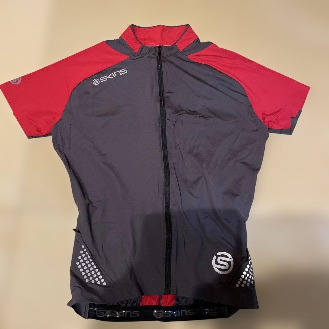 SKINS 半袖サイクルジャージ上下セット S グレー/レッド