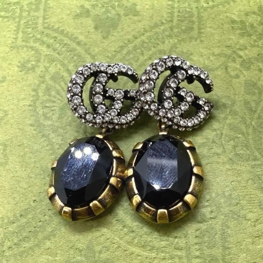 グッチ GUCCI ダブルG クリスタル　ラインストーン ピアス