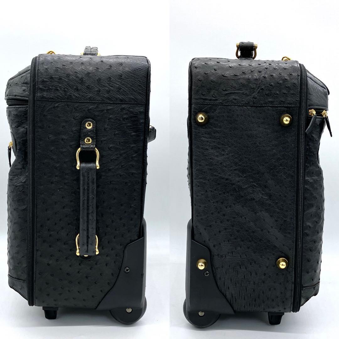 【オーストリッチ本革】JARDIN DES SACS キャリーケース　ブラック.
