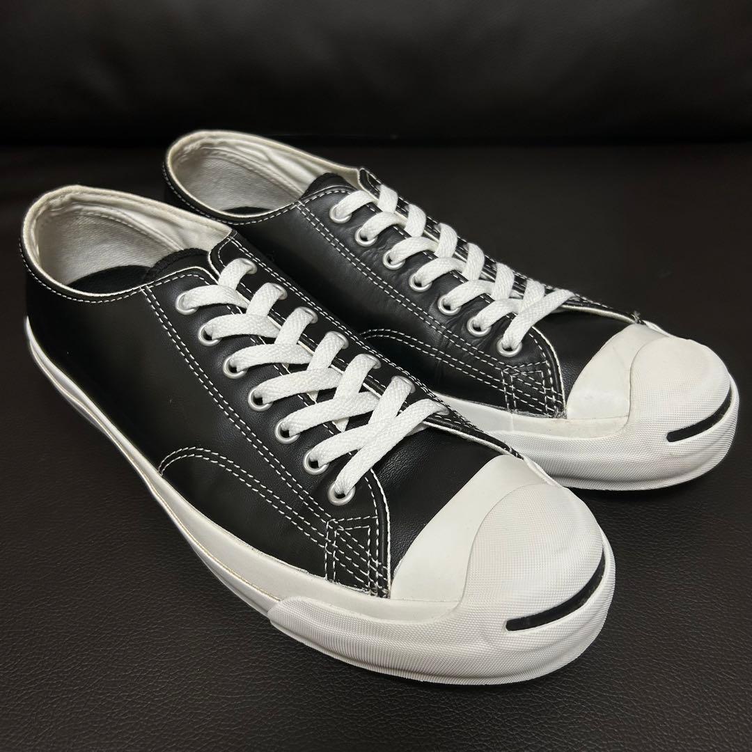 【希少　極美品】converse ジャックパーセル　レザー　黒　27.5㌢