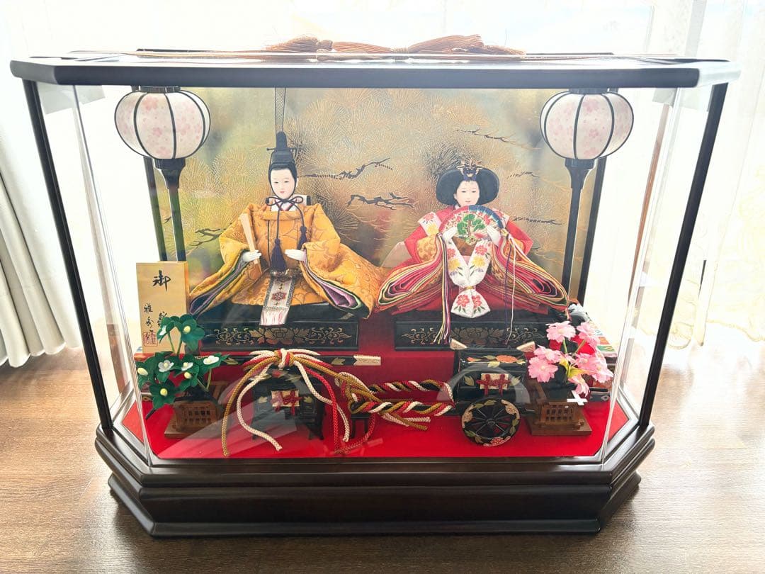 【美品】【人気工房 雅秀作】雛人形 親王飾り アクリルケース入り