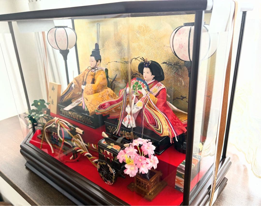 【美品】【人気工房 雅秀作】雛人形 親王飾り アクリルケース入り